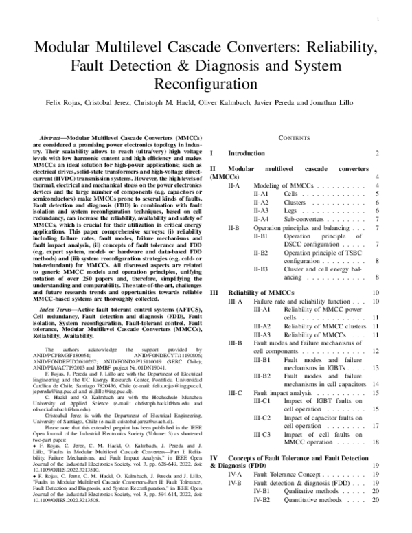 (PDF) Modular Multilevel Cascade Converters: Reliability, Fault ...
