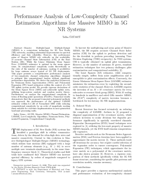 (PDF) Performance Analysis of Low-Complexity Channel Estimation ...