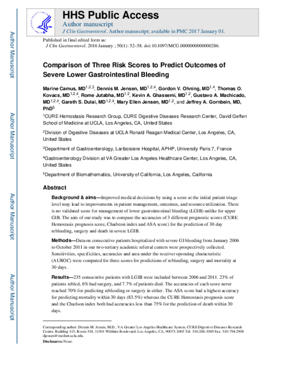 (PDF) Comparison of Three Risk Scores to Predict Outcomes of Severe ...