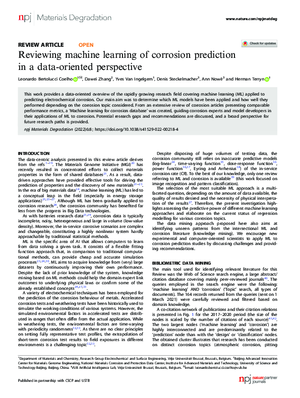 (PDF) Reviewing machine learning of corrosion prediction in a data ...