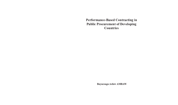 (PDF) Performance-based contracting in public procurement of developing ...