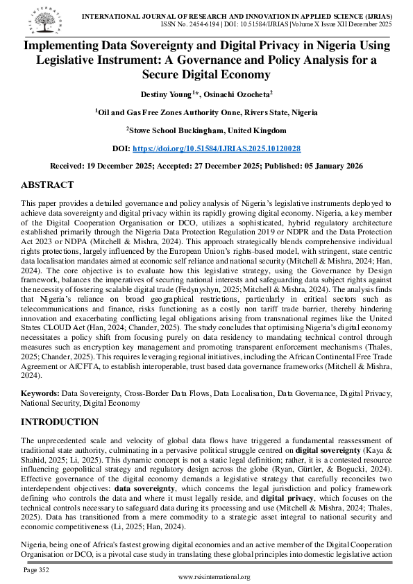 (PDF) Implementing Data Sovereignty and Digital Privacy in Nigeria ...