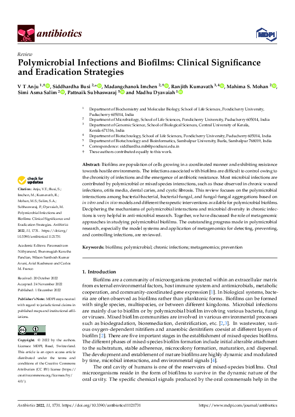 (PDF) Polymicrobial Infections and Biofilms: Clinical Significance and ...