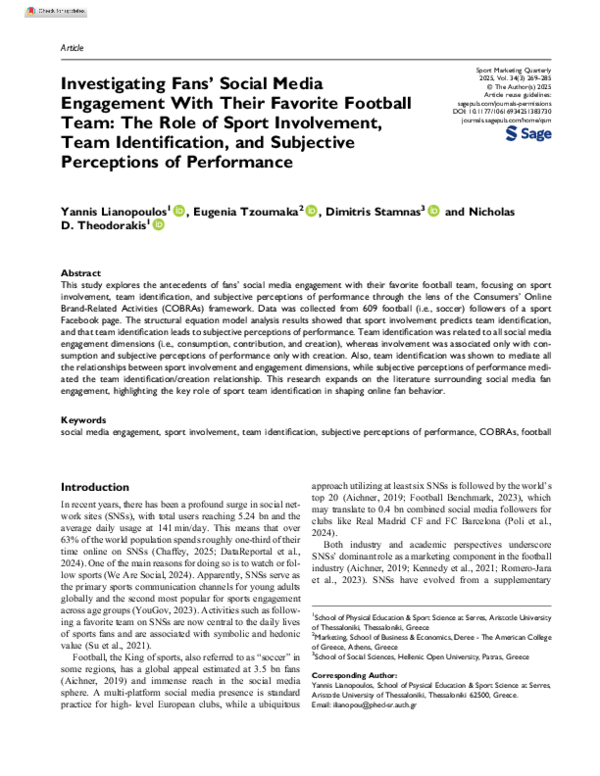 (PDF) Investigating Fans' Social Media Engagement With Their Favorite ...