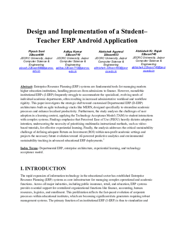 (PDF) Design and Implementation of a Student-Teacher ERP Android ...