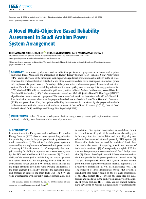 (PDF) A Novel Multi-Objective Based Reliability Assessment in Saudi ...