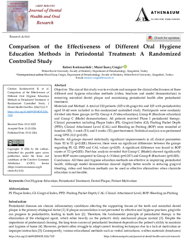 (PDF) Comparison of the Effectiveness of Different Oral Hygiene ...