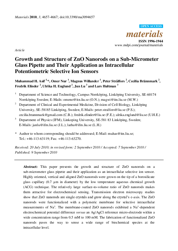 (PDF) Growth and Structure of ZnO Nanorods on a Sub-Micrometer Glass ...