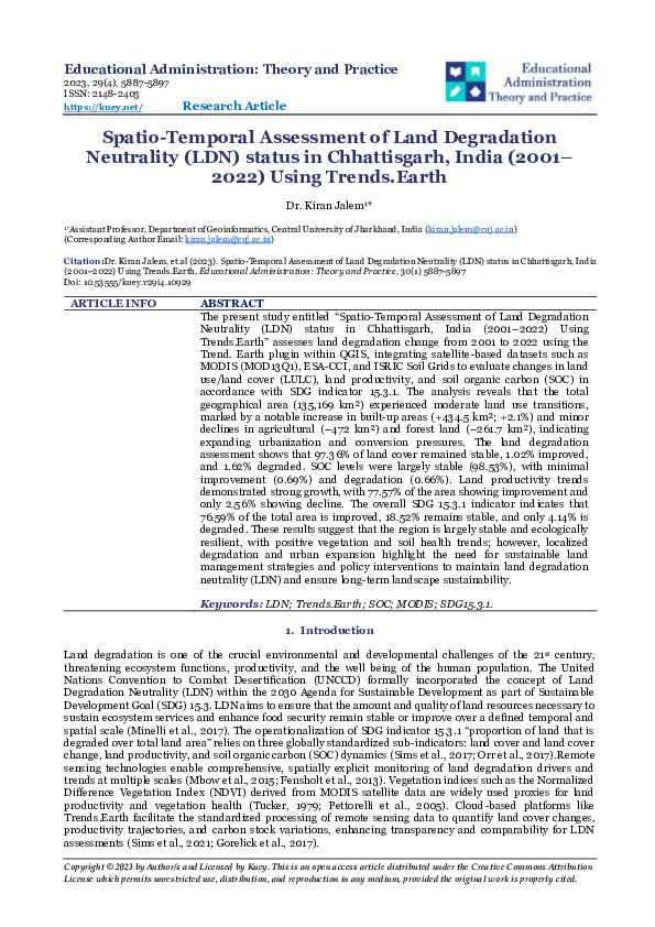 (PDF) Spatio-Temporal Assessment of Land Degradation Neutrality (LDN ...