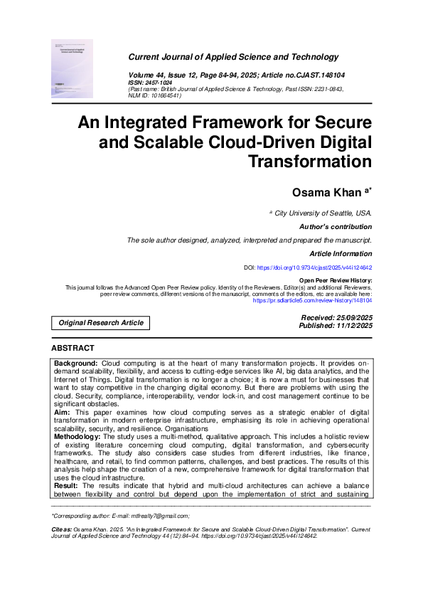 (PDF) An Integrated Framework for Secure and Scalable Cloud-Driven ...