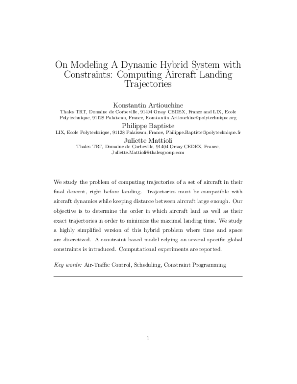 (PDF) On Modeling a Dynamic Hybrid System with Constraints: Computing ...