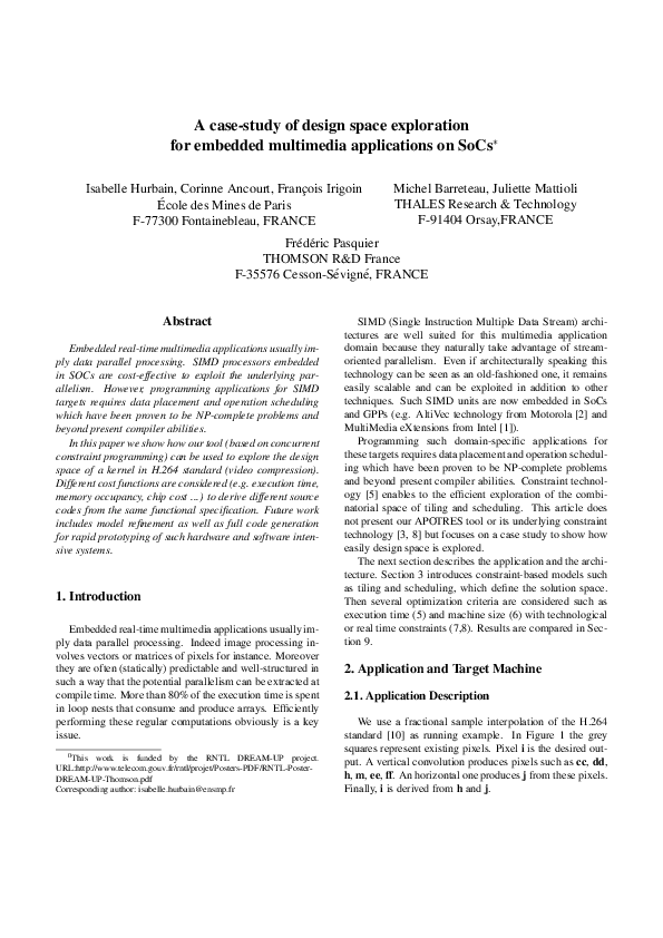 (PDF) A Case Study of Design Space Exploration for Embedded Multimedia ...