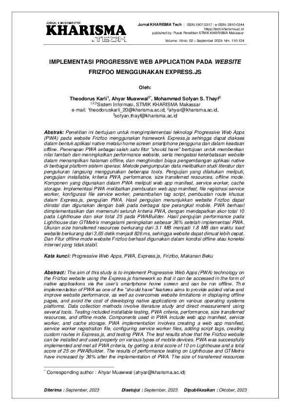 (PDF) Implementasi Progressive Web Application Pada Website Frizfoo ...