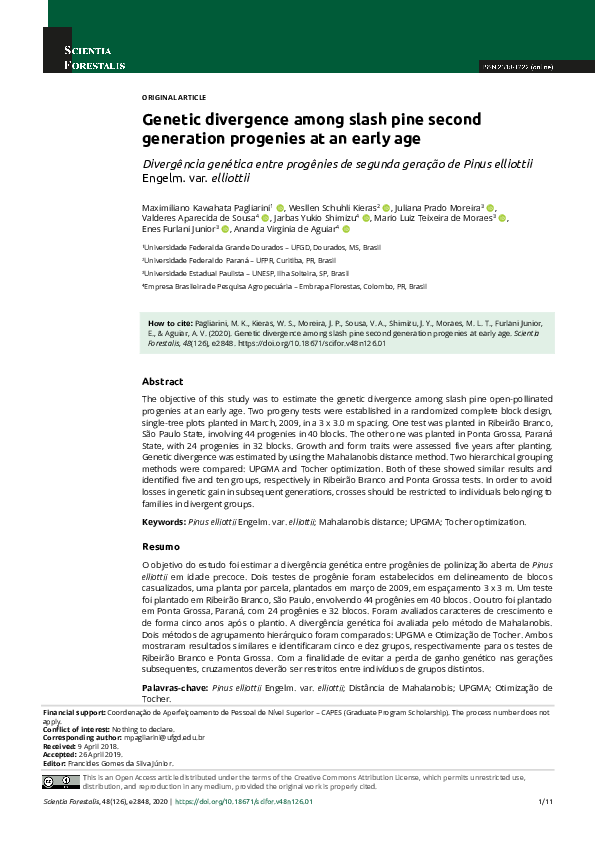 (PDF) Genetic divergence among slash pine second generation progenies ...