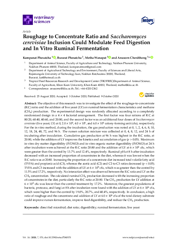 (PDF) Roughage to Concentrate Ratio and Saccharomyces cerevisiae ...