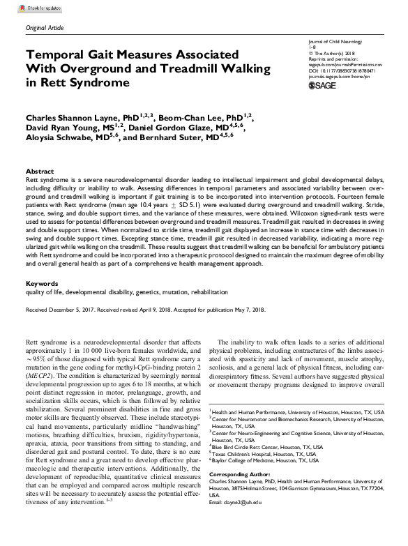 (PDF) Temporal Gait Measures Associated With Overground and Treadmill ...
