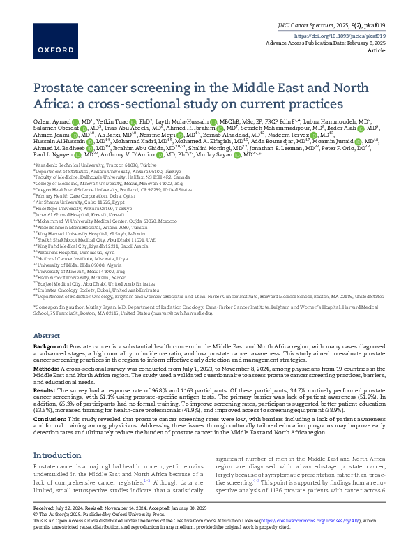 (PDF) Prostate cancer screening in the Middle East and North Africa: a ...