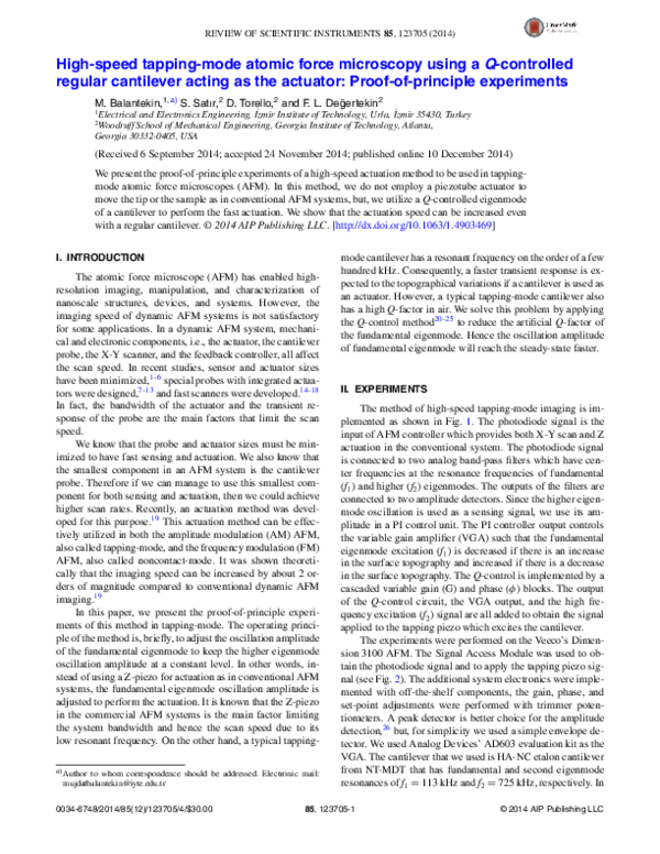 (PDF) High-speed tapping-mode atomic force microscopy using a Q ...