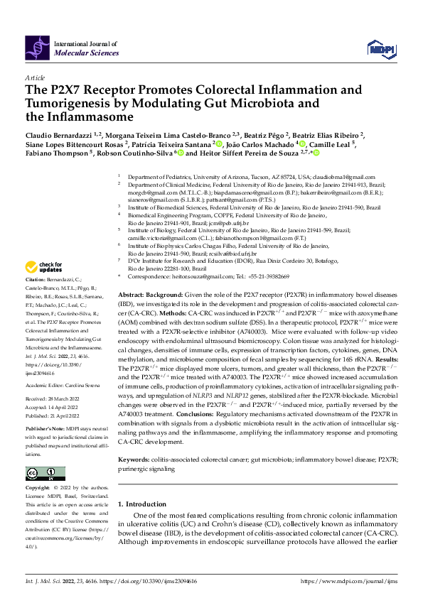 (PDF) The P2X7 Receptor Promotes Colorectal Inflammation and ...