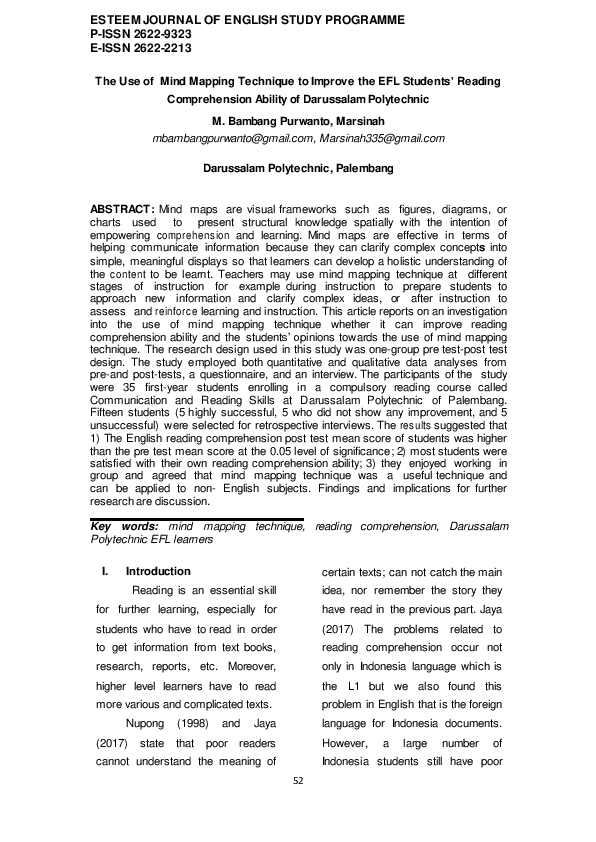 (PDF) The Use of Mind Mapping Technique to Improve the EFL Students ...