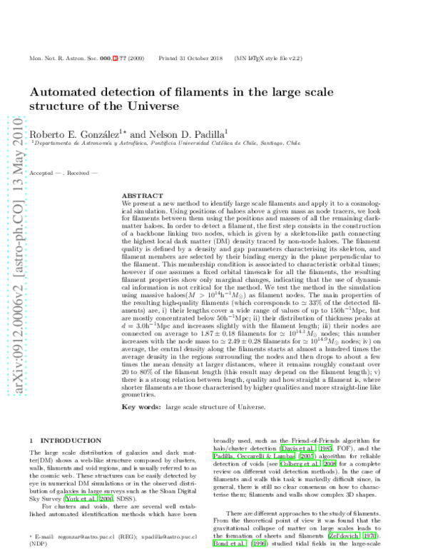 (PDF) Automated detection of filaments in the large scale structure of ...