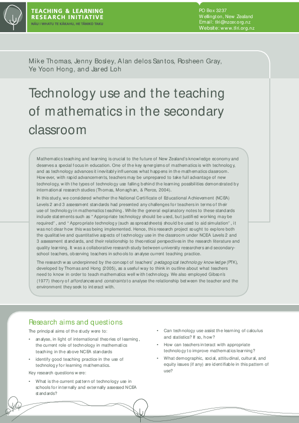 (PDF) Technology use and the teaching of mathematics in the secondary ...