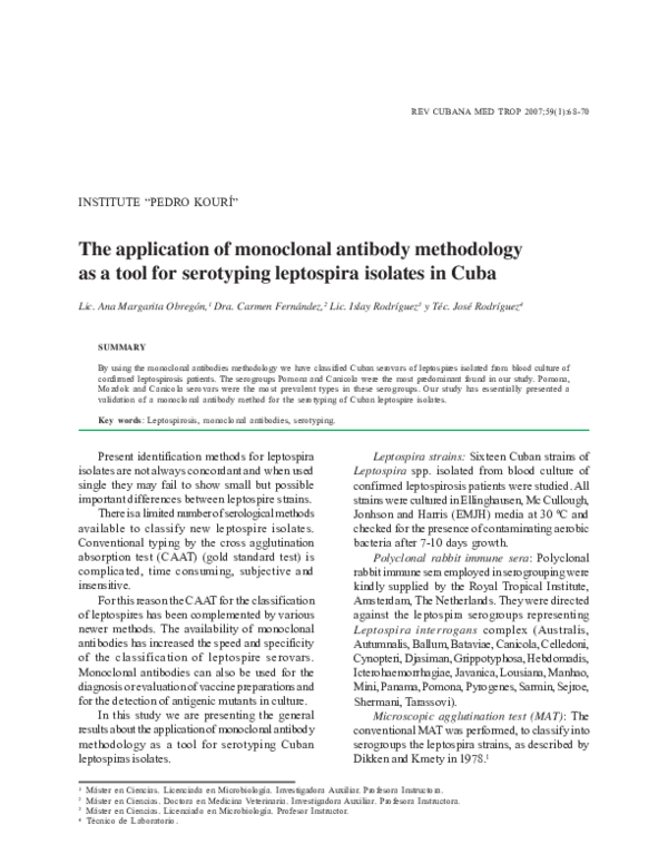 (PDF) The application of monoclonal antibody methodology as a tool for ...