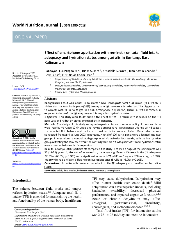 (PDF) Effect of smartphone application with reminder on total fluid ...