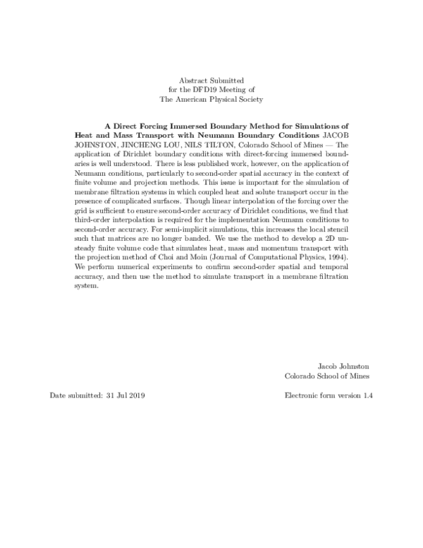 (PDF) A Direct Forcing Immersed Boundary Method for Simulations of Heat ...