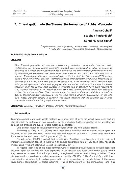(PDF) An Investigation into the Thermal Performance of Rubber-Concrete