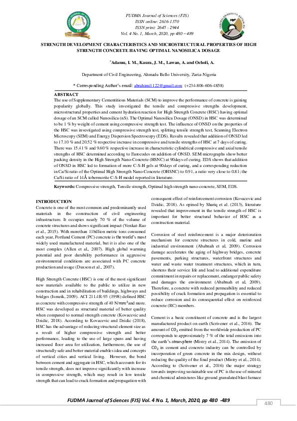 (PDF) Strength Development Characteristics and Microstructural ...