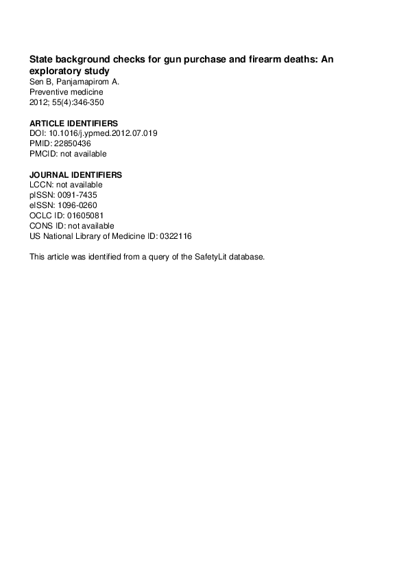 (PDF) State background checks for gun purchase and firearm deaths: An ...