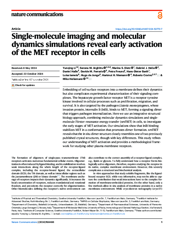 (PDF) Single-molecule imaging and molecular dynamics simulations reveal ...
