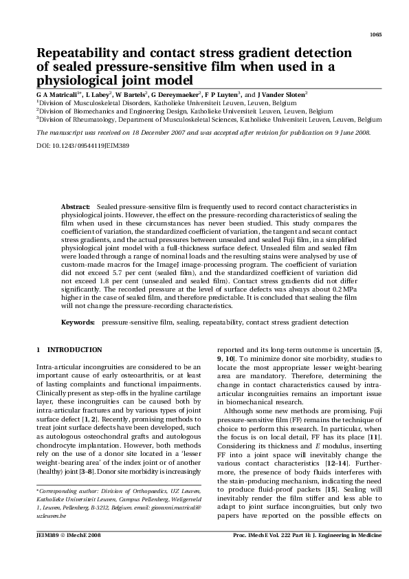 (PDF) Repeatability and contact stress gradient detection of sealed ...
