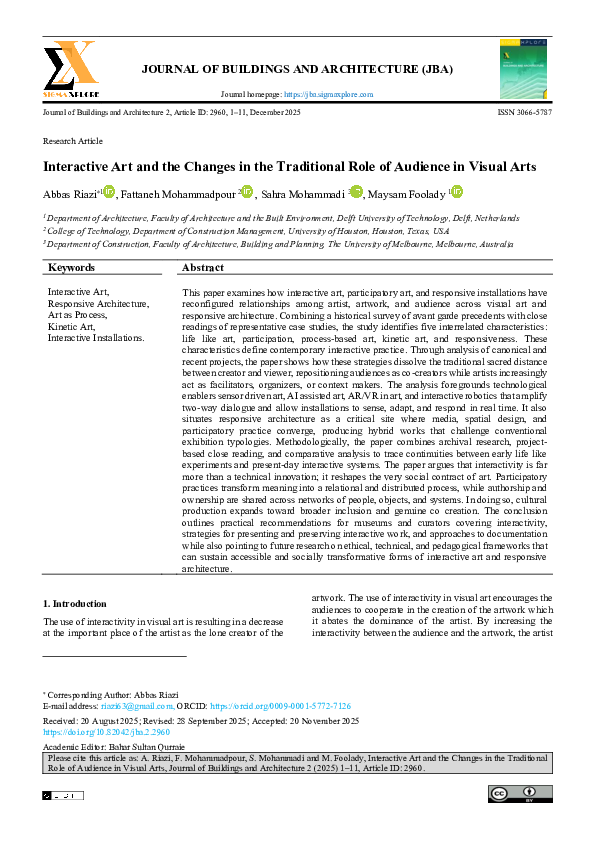 (PDF) Interactive Art and the Changes in the Traditional Role of ...