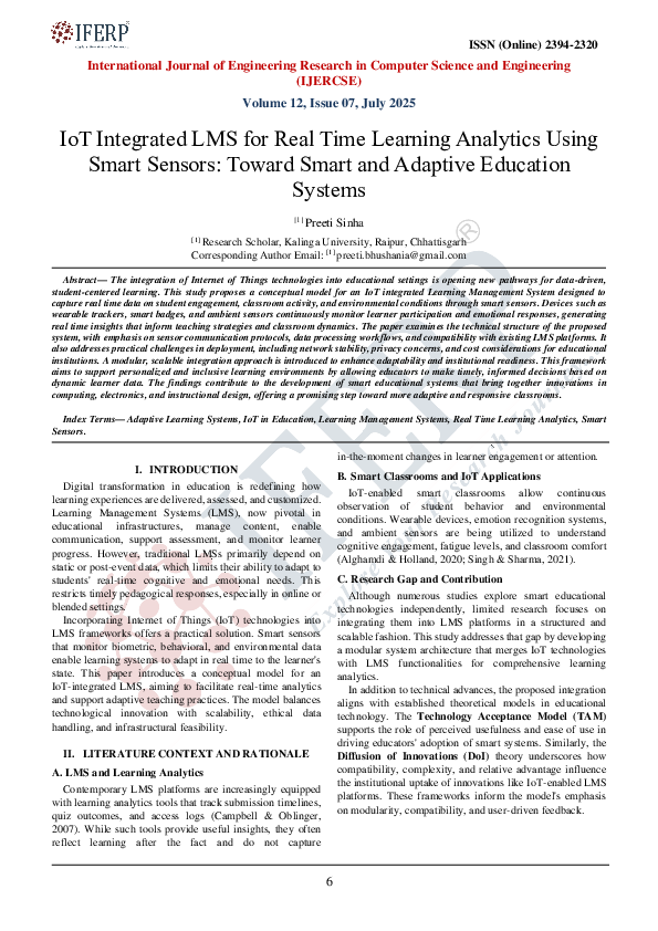 (PDF) IoT Integrated LMS for Real Time Learning Analytics Using Smart ...