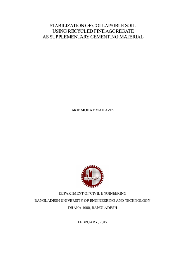 (PDF) STABILIZATION OF COLLAPSIBLE SOIL USING RECYCLED FINE AGGREGATE ...