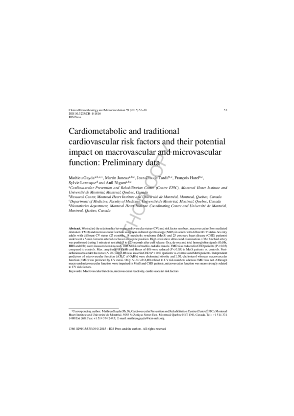 (PDF) Cardiometabolic and traditional cardiovascular risk factors and ...