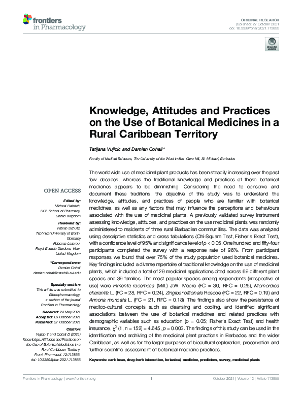 (PDF) Knowledge, Attitudes and Practices on the Use of Botanical ...