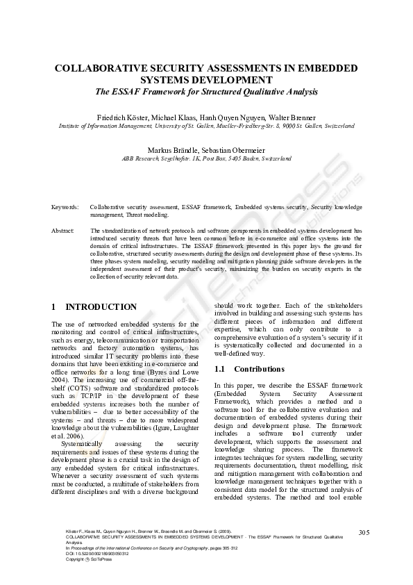 (PDF) COLLABORATIVE SECURITY ASSESSMENTS IN EMBEDDED SYSTEMS ...