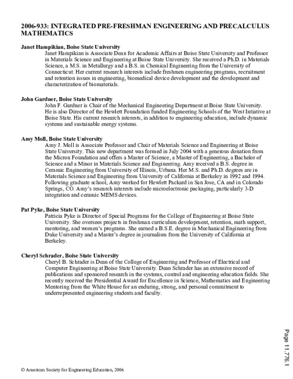 (PDF) Integrated Pre Freshman Engineering And Precalculus Mathematics