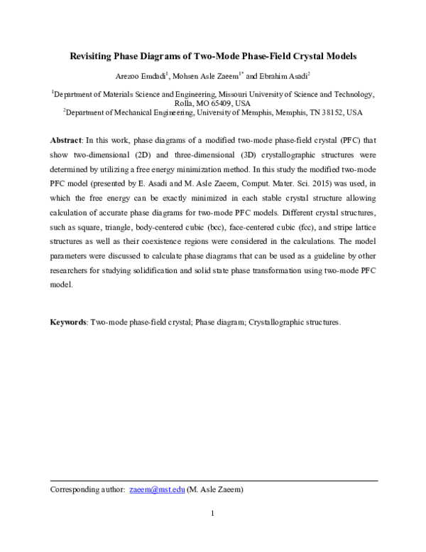 (PDF) Revisiting phase diagrams of two-mode phase-field crystal models