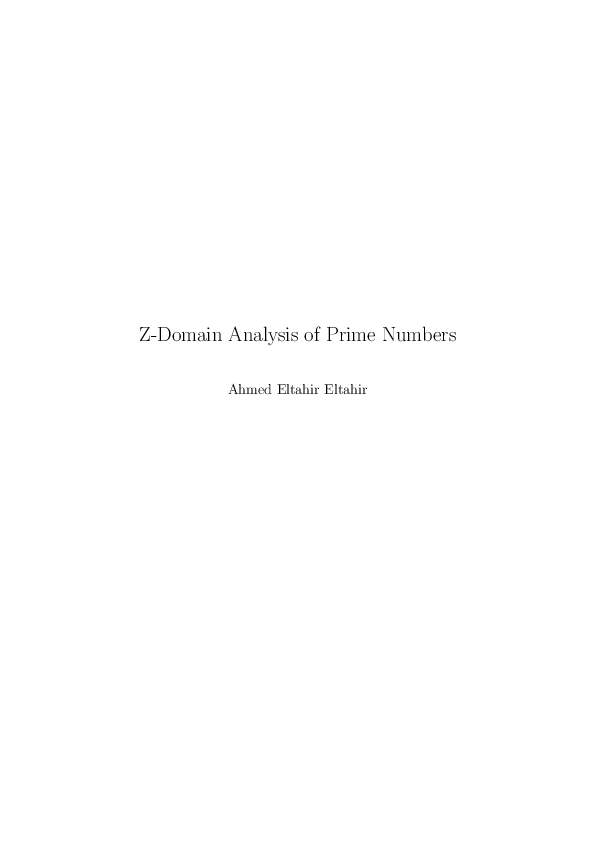 (PDF) Z-Domain Analysis of Prime Numbers