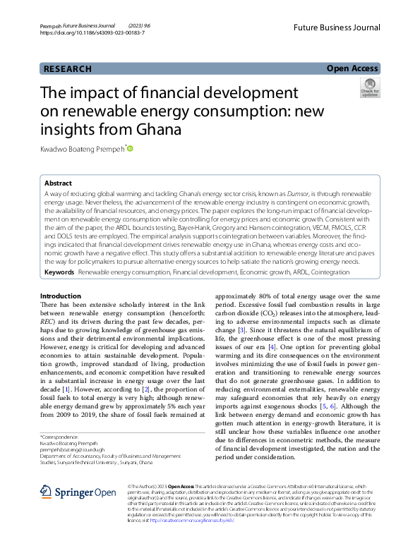 (PDF) The impact of financial development on renewable energy ...