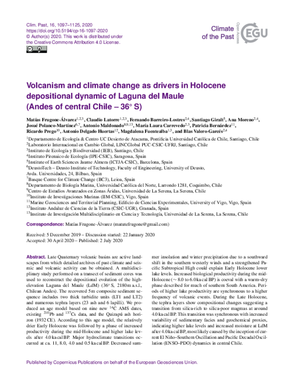 (PDF) Volcanism and climate change as drivers in Holocene depositional ...