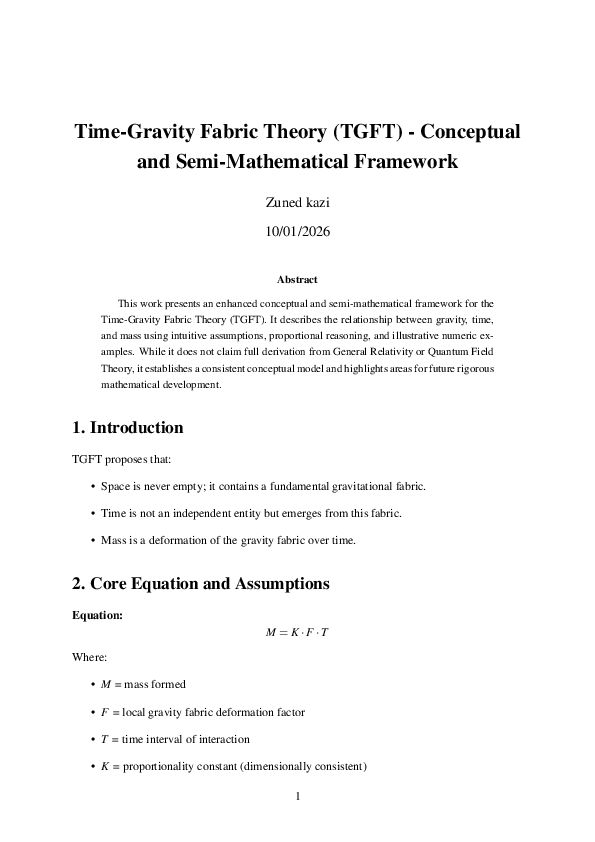 (PDF) Time-Gravity Fabric Theory (TGFT) -Conceptual and Semi ...