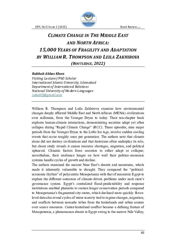 (PDF) Climate Change in the Middle East and North Africa: 15,000 Years ...