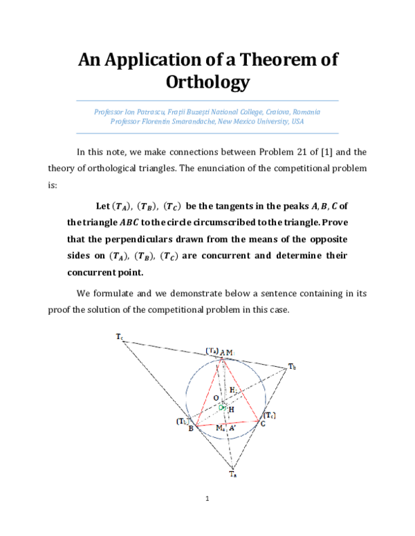 (PDF) An Application of a Theorem of Orthology