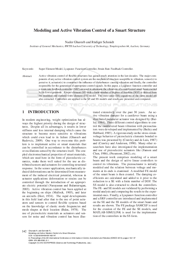 (PDF) Modeling and Active Vibration Control of a Smart Structure