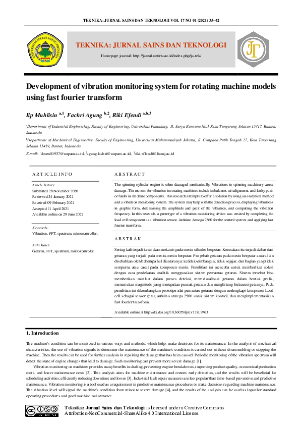 (PDF) Development of a vibration monitoring system for rotating machine ...